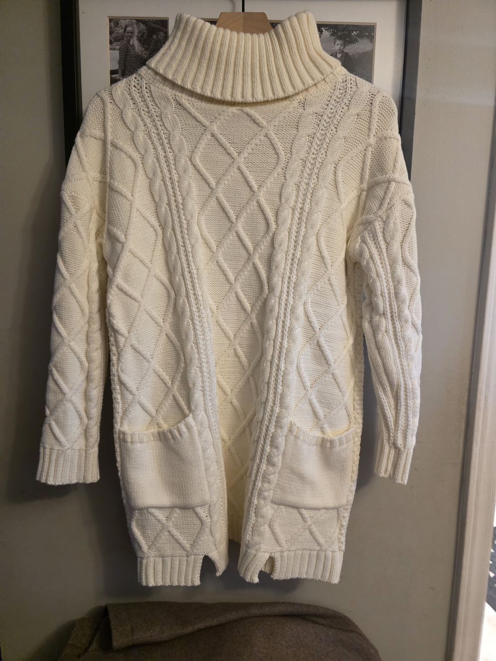 Goodnight Macaroon Cream Cable Knit Turtleneck Sweater Dress